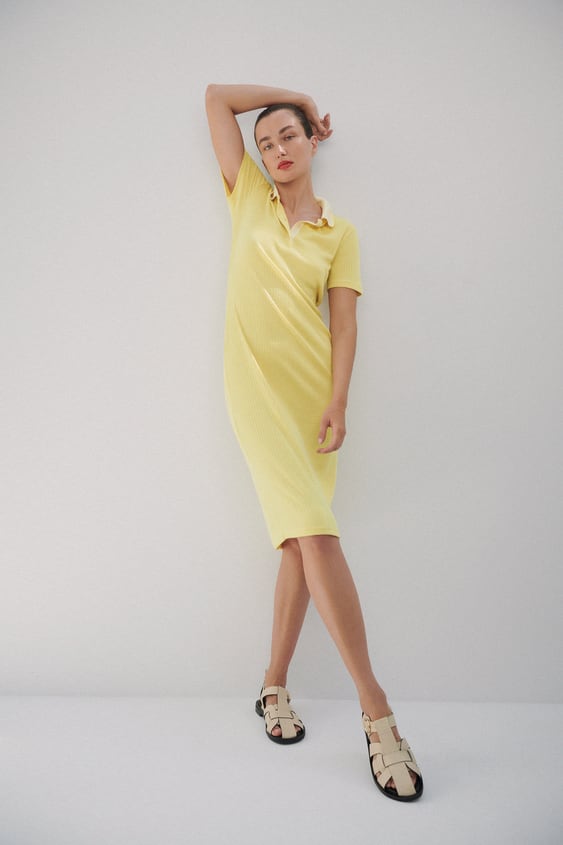 リブ ミディ ワンピース ミディアムイエロー Zara Japan 日本 リブ ミディ ワンピース ミディアムイエロー Zara Japan 日本