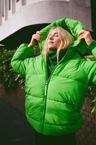 zara green puffer