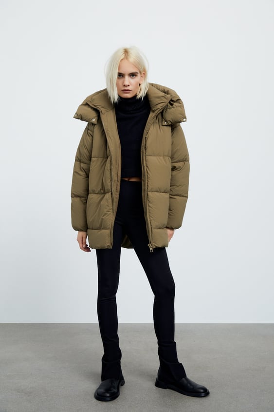Water Repellent Puffer Coat Brown, Zara Winter Coats 2021