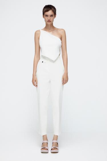 white trousers zara