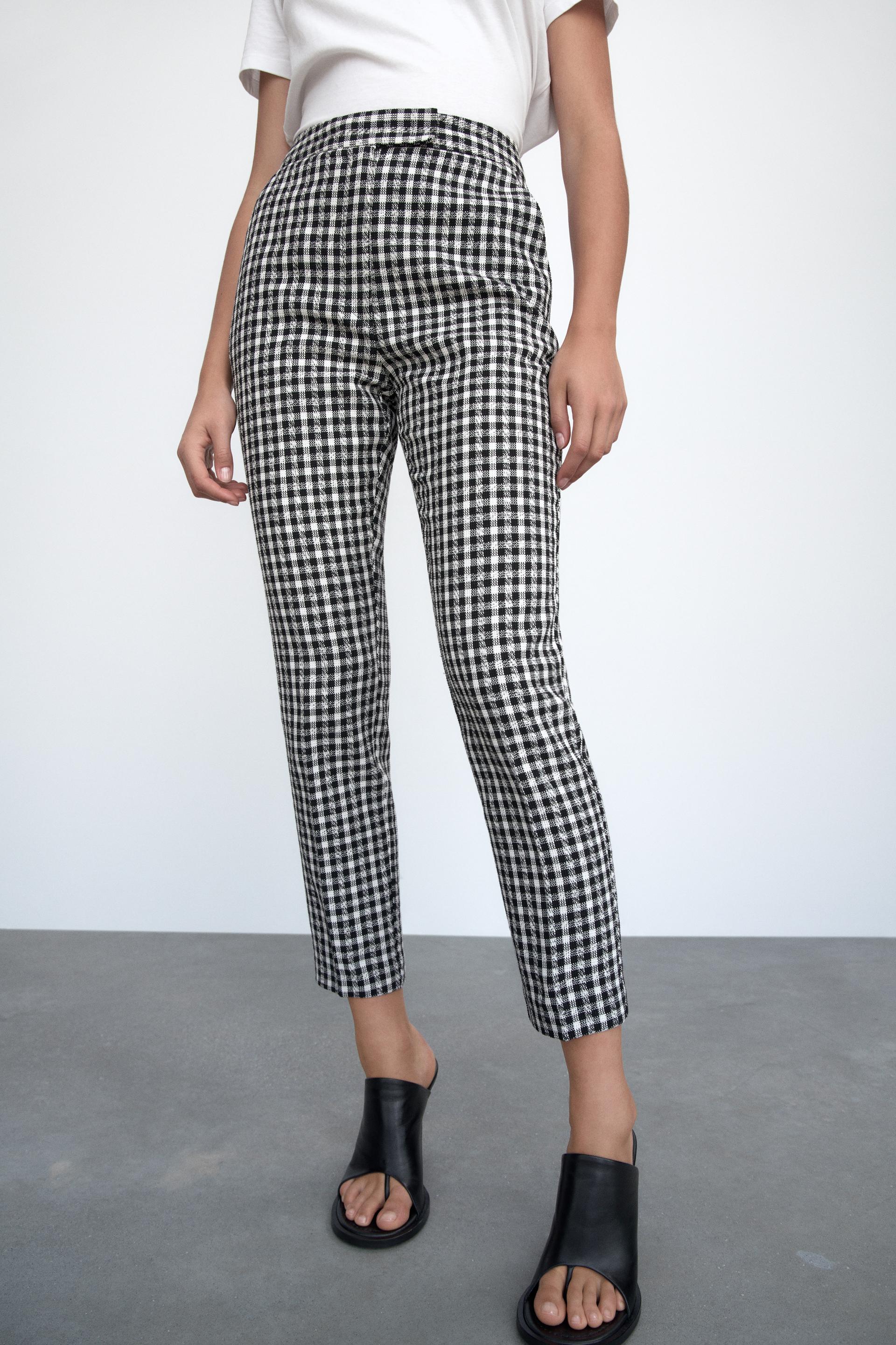 ストレート ギンガムチェック パンツ エクリュ ブラック Zara Japan 日本 ストレート ギンガムチェック パンツ エクリュ ブラック Zara Japan 日本