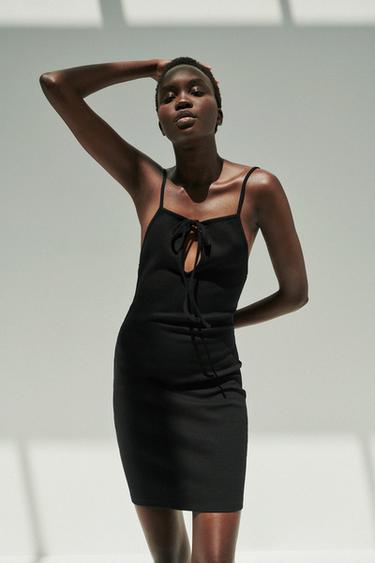 カットアウトディテール リブ ワンピース ブラック Zara Japan 日本 カットアウトディテール リブ ワンピース ブラック Zara Japan 日本