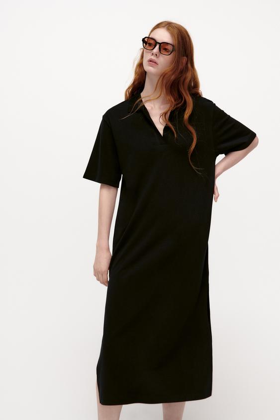 プラッシュジャージー地ワンピース ブラック Zara Japan 日本 プラッシュジャージー地ワンピース ブラック Zara Japan 日本