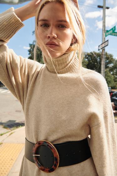 ACETATE BUCKLE BELT - Black | ZARA