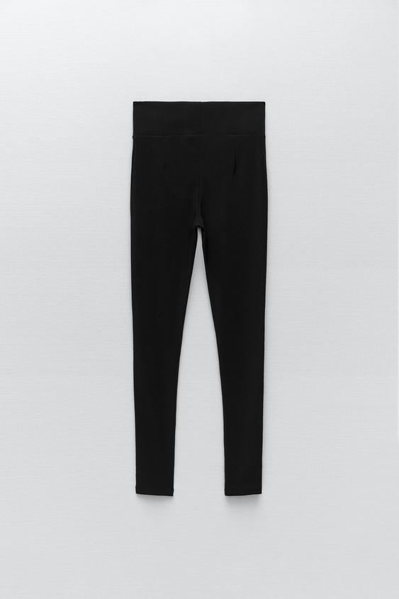 HIGH-WAIST OTTOMAN LEGGINGS - Black 