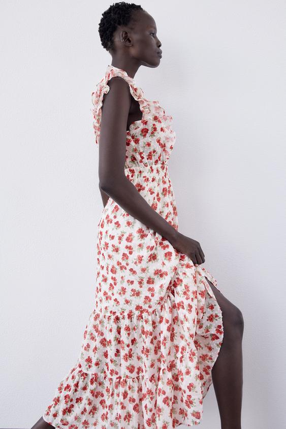 Zara vestido estampado volantes Clearance