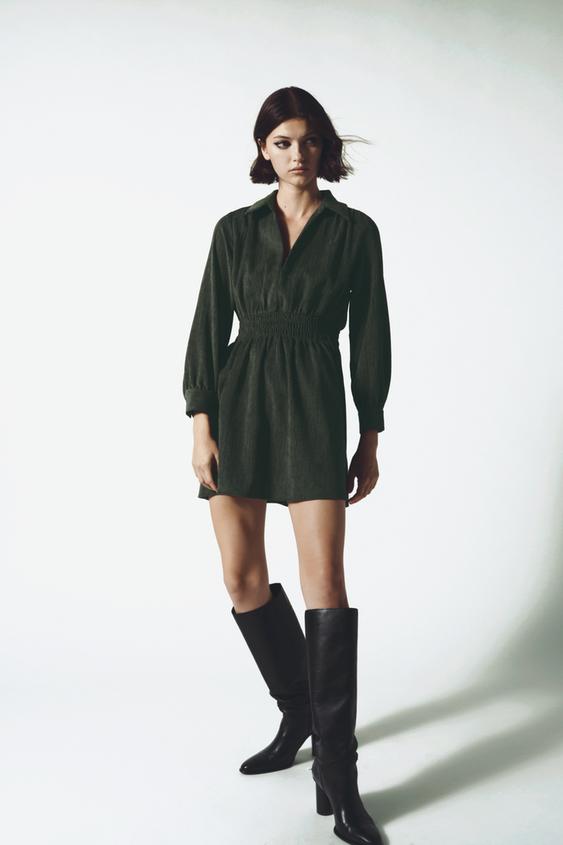 コーデュロイショートワンピース カーキ Zara Japan 日本 コーデュロイショートワンピース カーキ Zara Japan 日本