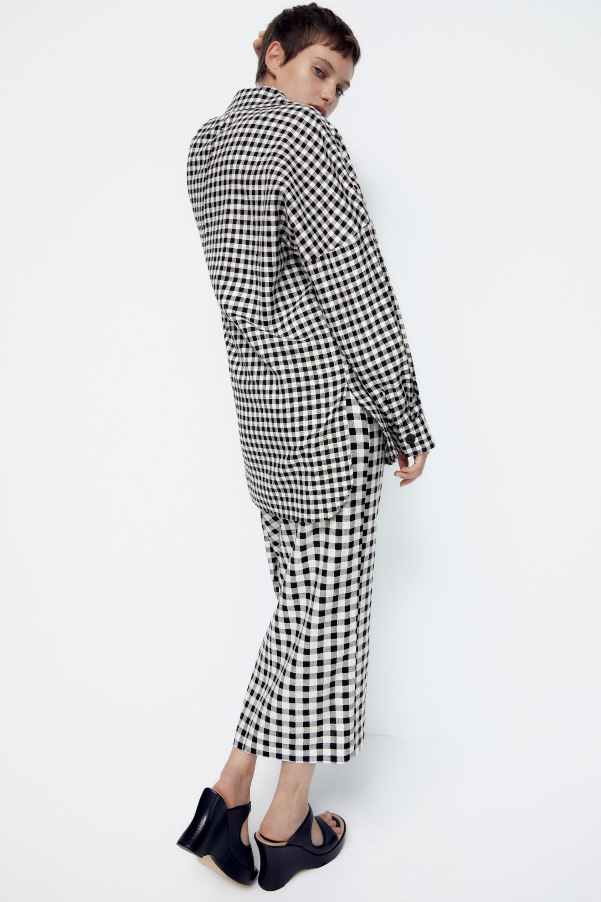 ギンガムチェック柄シャツジャケット エクリュ ブラック Zara Japan 日本 ギンガムチェック柄シャツジャケット エクリュ ブラック Zara Japan 日本