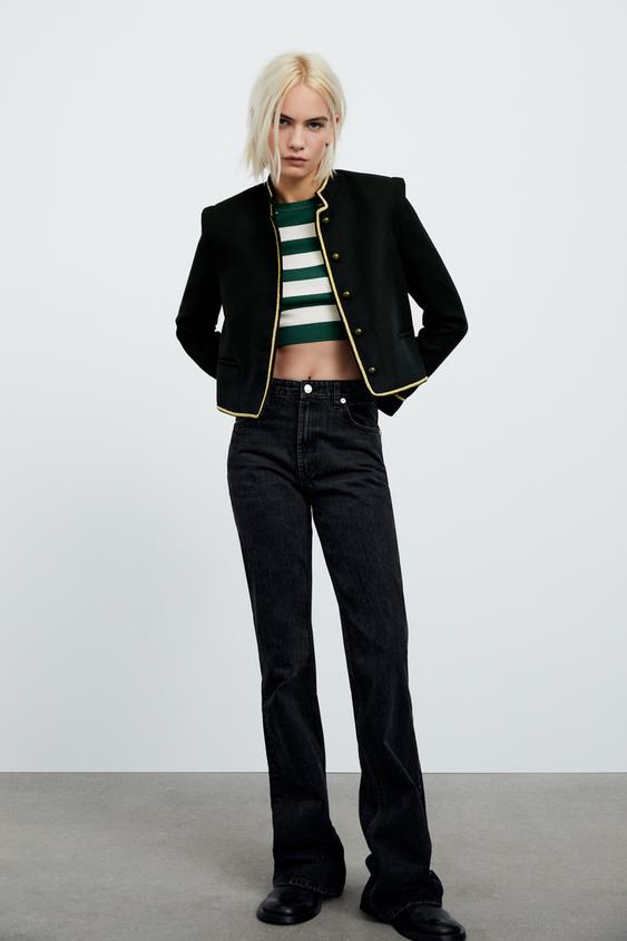 Zara black cropped jacket