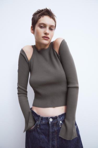 super crop top long sleeve zara