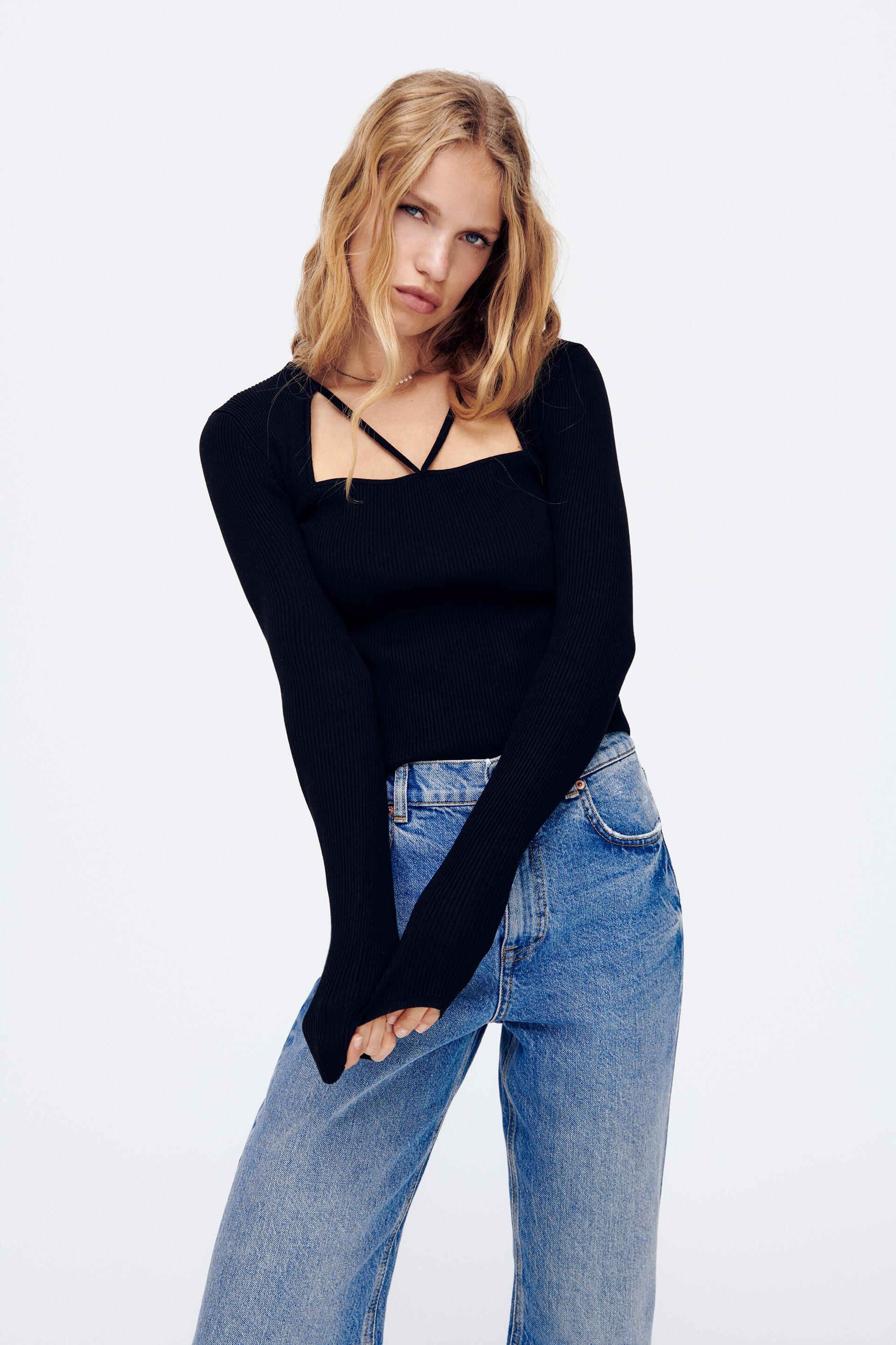 Zara knit top with cut out detail and straps , £19.99