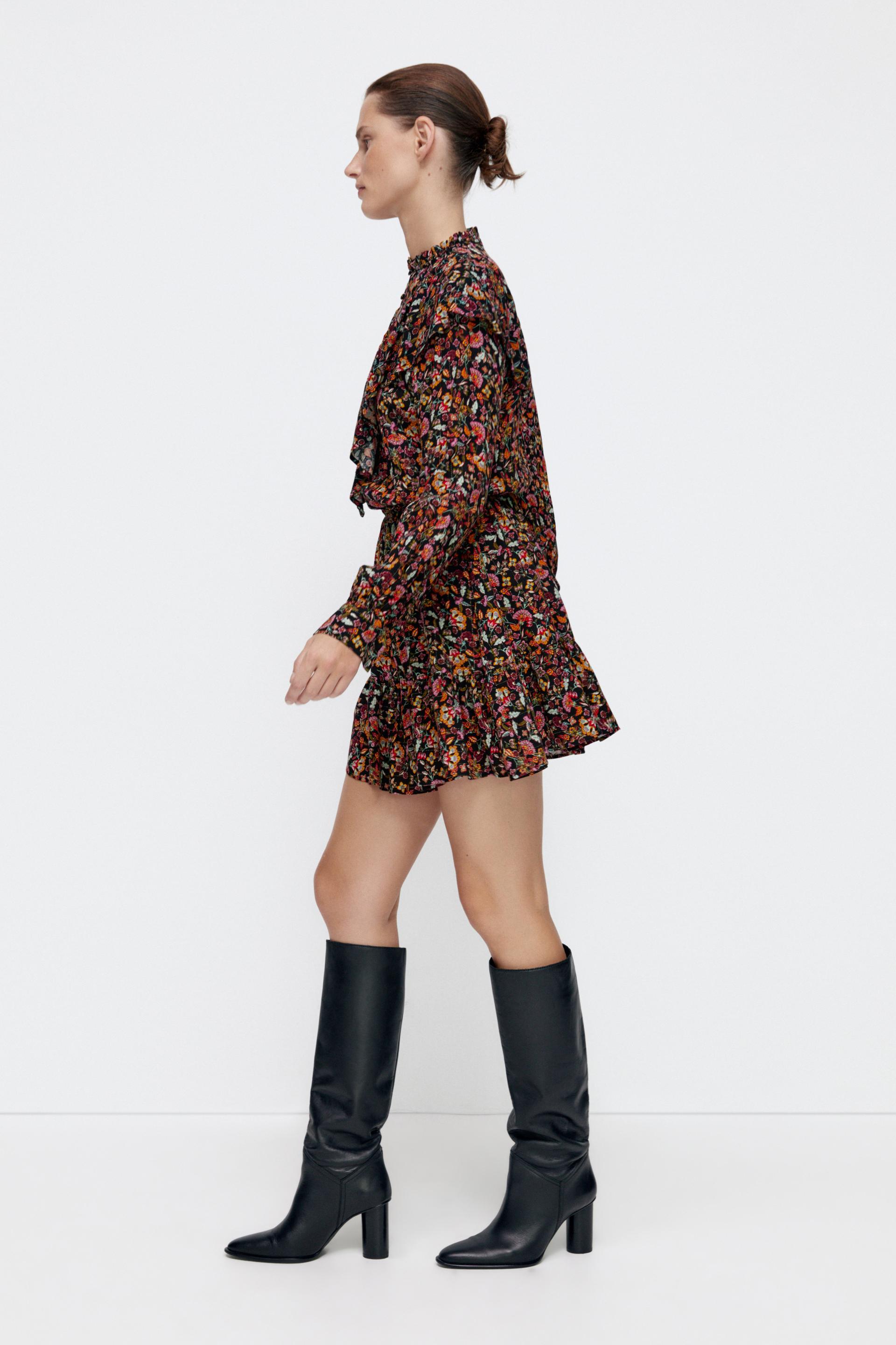 フラワー柄フリルワンピース マルチカラ Zara Japan 日本 フラワー柄フリルワンピース マルチカラ Zara Japan 日本