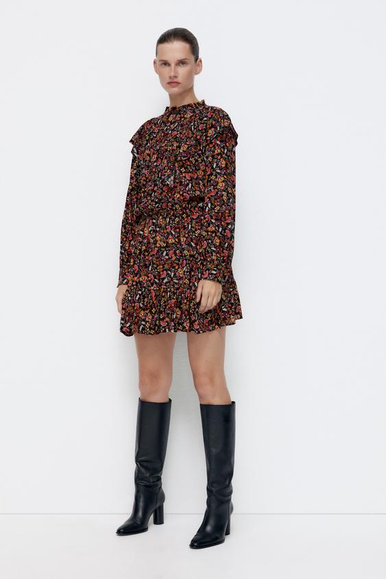 フラワー柄フリルワンピース マルチカラ Zara Japan 日本 フラワー柄フリルワンピース マルチカラ Zara Japan 日本