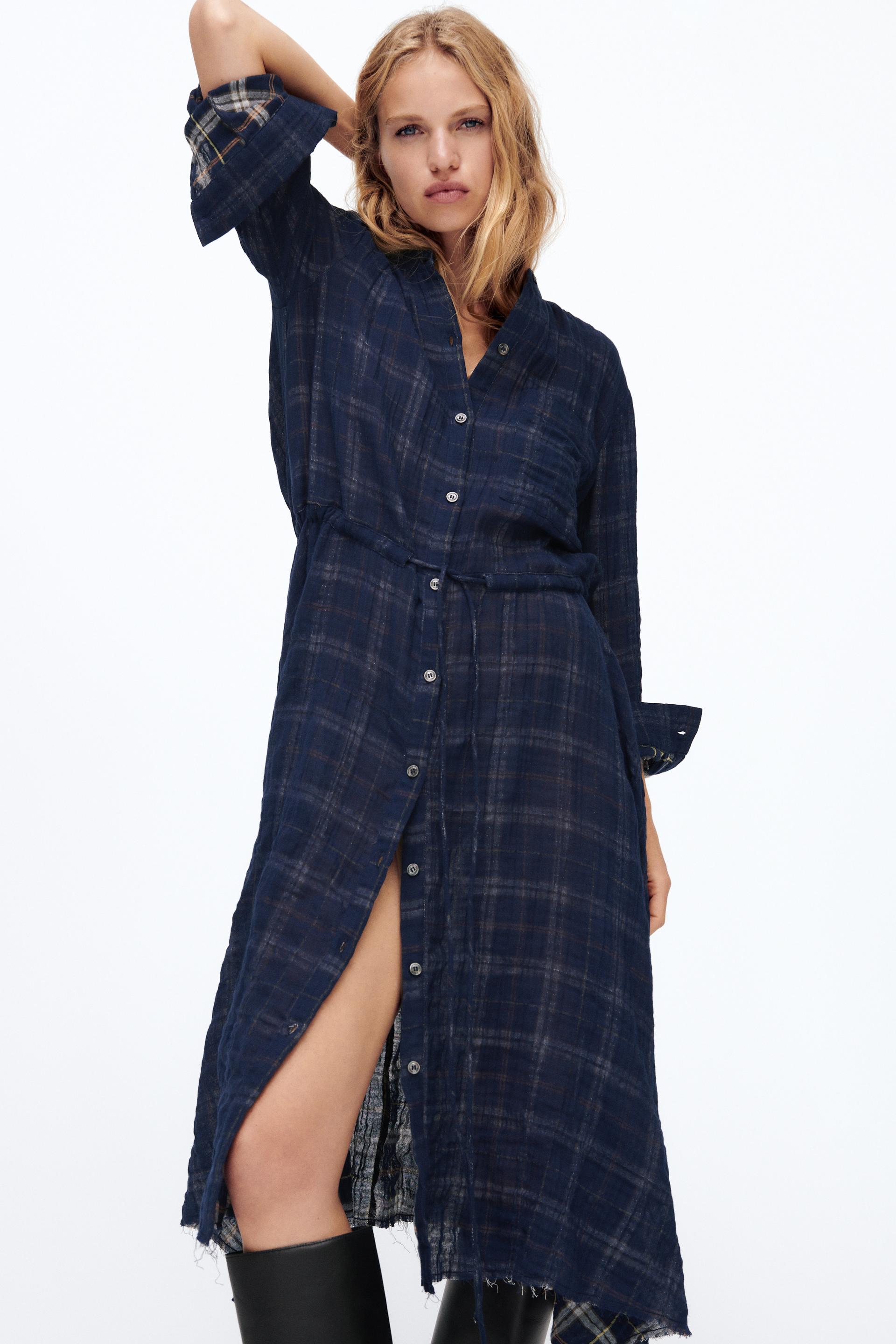 Zara plaid oversized dress Clearance