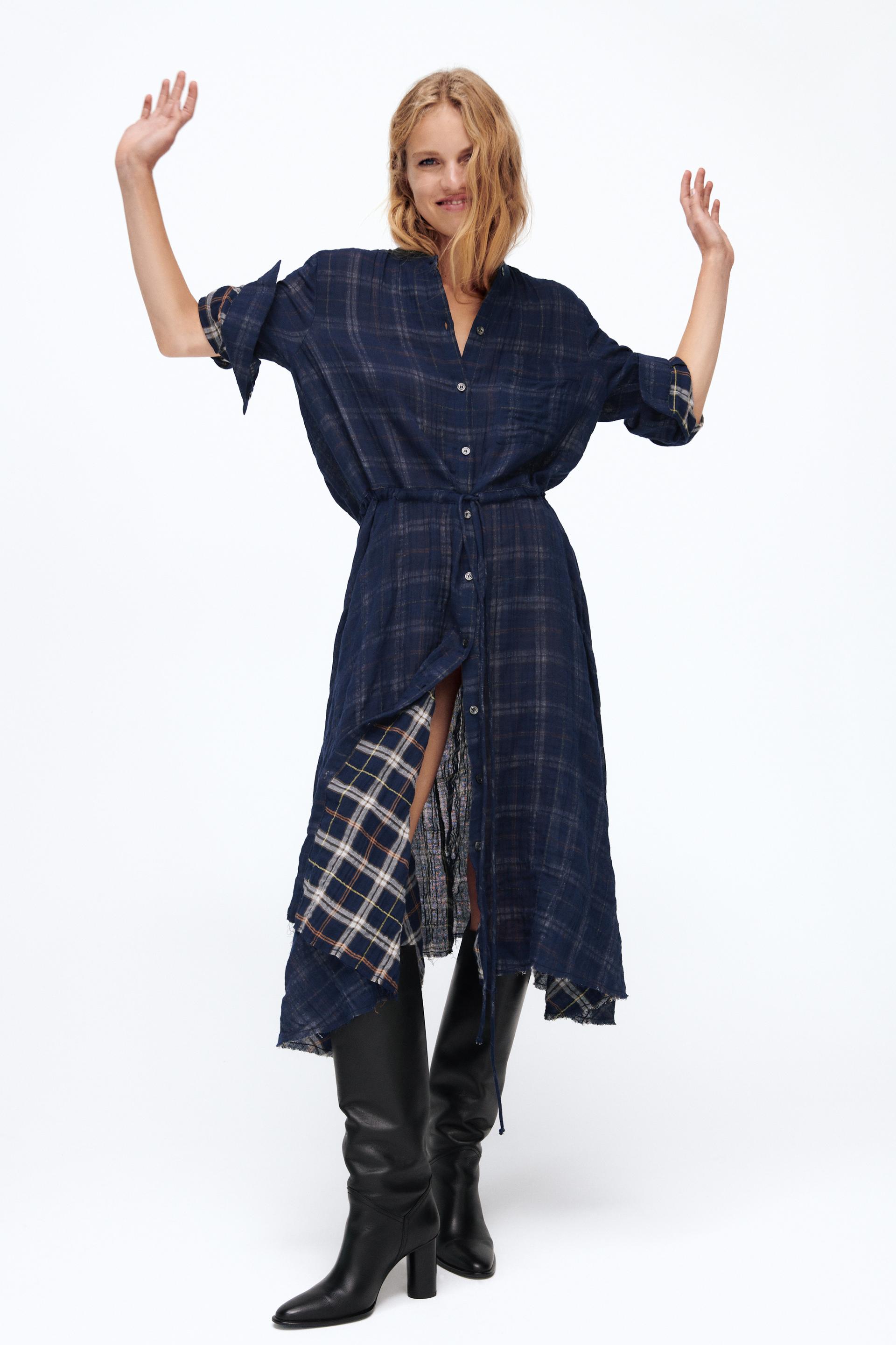 Zara plaid oversized dress Clearance