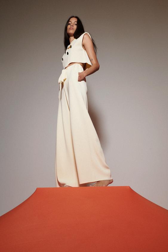 Pantalon ancho punto zara clearance