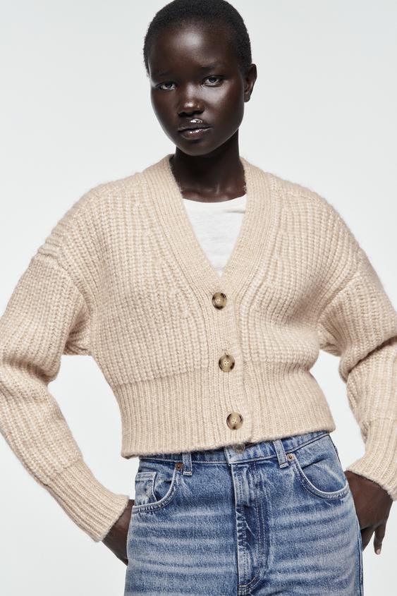 buttoned ribbed sweater zara