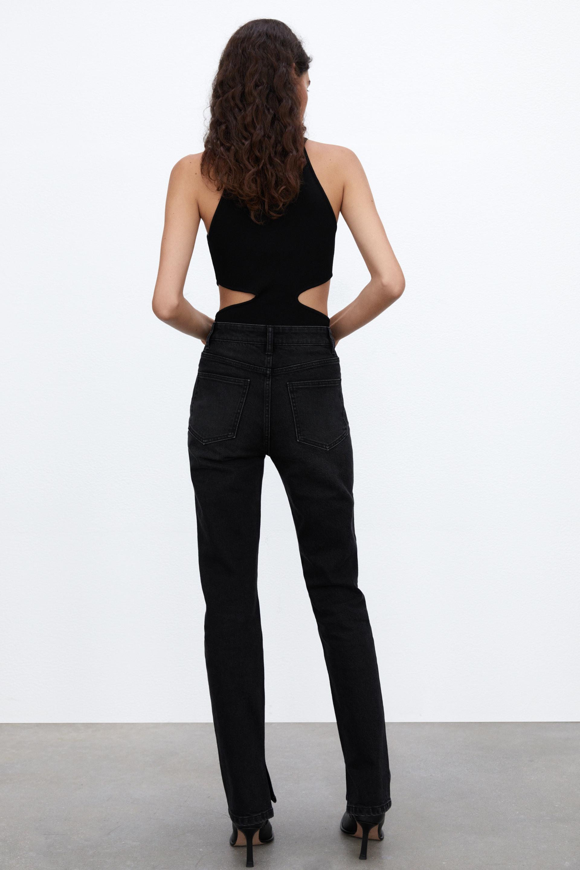 SPLIT-HEM SLIM JEANS - Chocolate | ZARA Australia