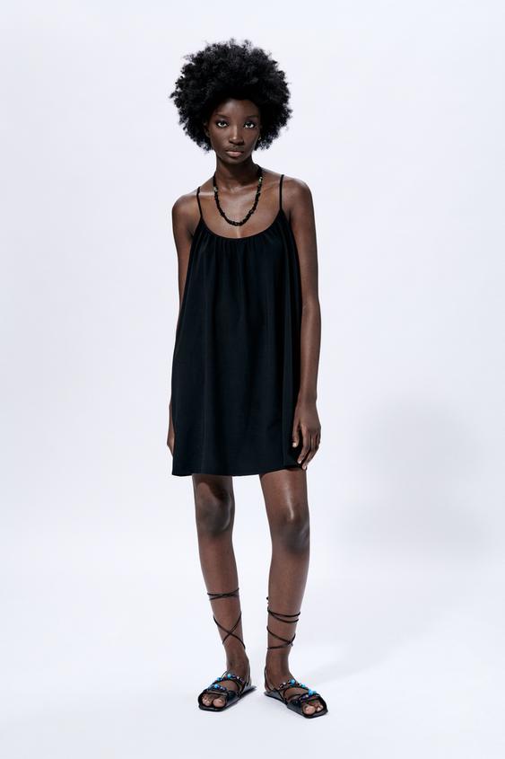 ストラップ付きミニワンピース ブラック Zara Japan 日本 ストラップ付きミニワンピース ブラック Zara Japan 日本