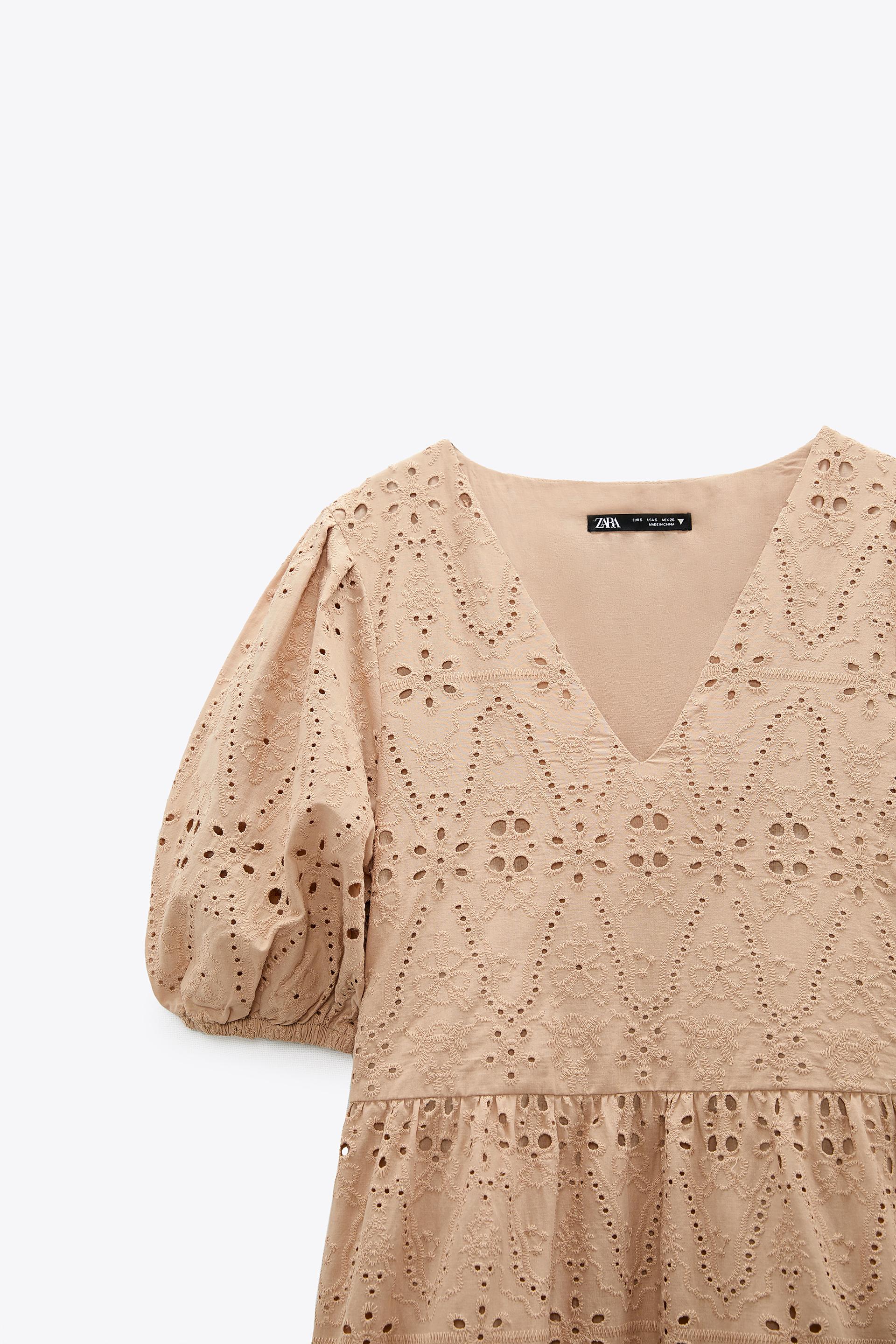 カットワーク刺繍ワンピース ゴールデンブラウン Zara Japan 日本 カットワーク刺繍ワンピース ゴールデンブラウン Zara Japan 日本