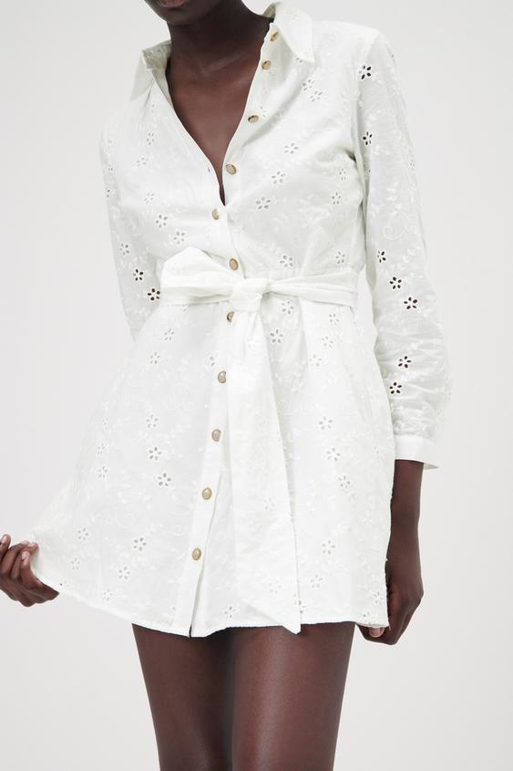 カットワーク刺繍ワンピース オフホワイト Zara Japan 日本 カットワーク刺繍ワンピース オフホワイト Zara Japan 日本