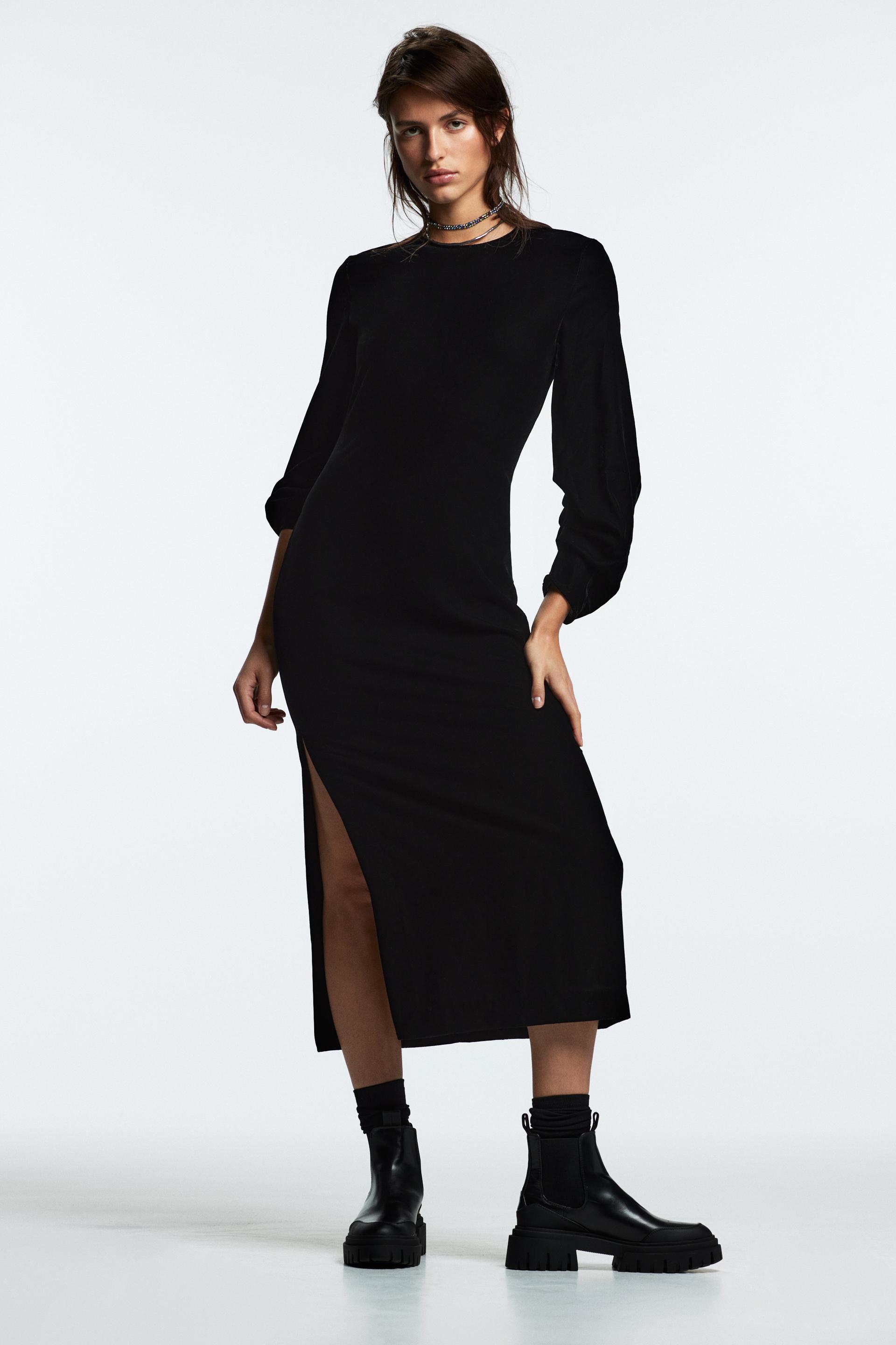 Black draped velvet mini dress Clearance