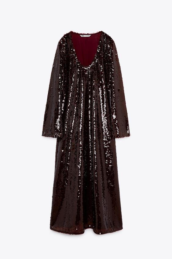 Limited Edition スパンコールワンピース エンジ Zara Japan 日本