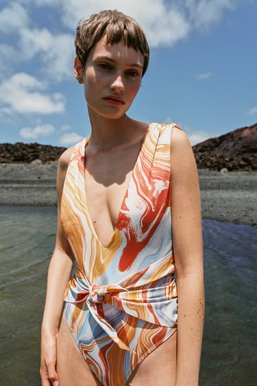 MARBLED PRINTED SWIMSUIT