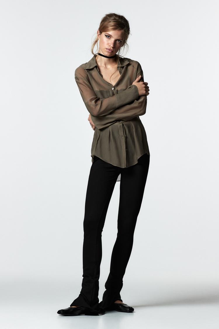 TROUSERS WITH SPLIT HEMS - Black | ZARA 