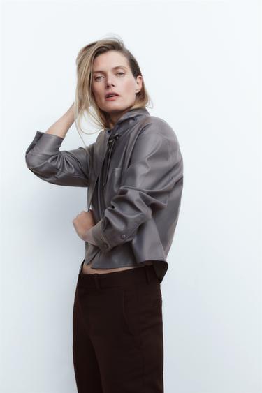 Faux Leather Shirt Shirts | Tops Woman 