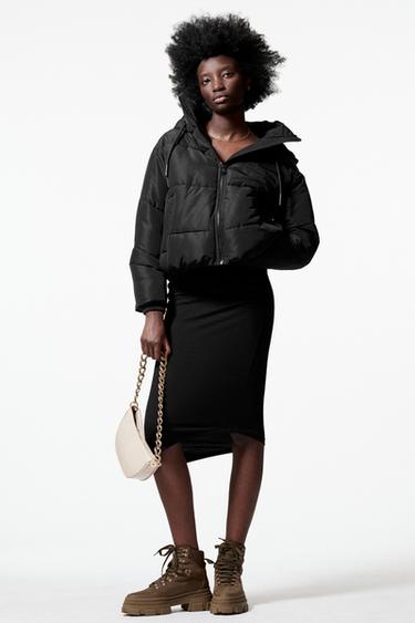 black zara puffer jacket