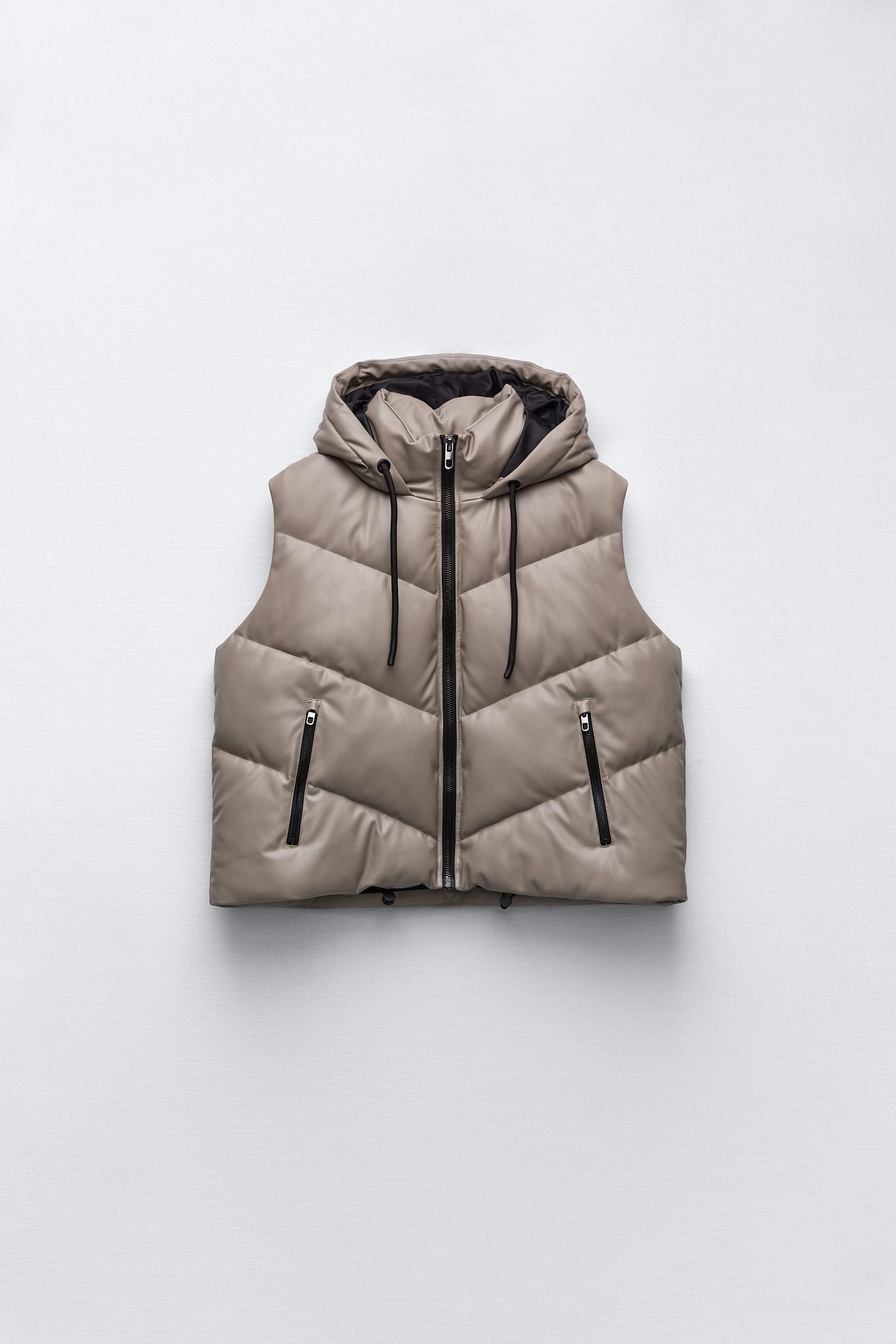 Image 0 of FAUX LEATHER HOODED GILET from Zara
