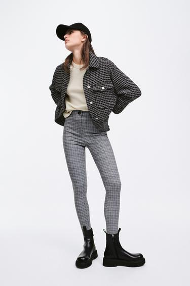 LEGGING EFECTO ANTE CUADROS - Gris azul | ZARA Chile