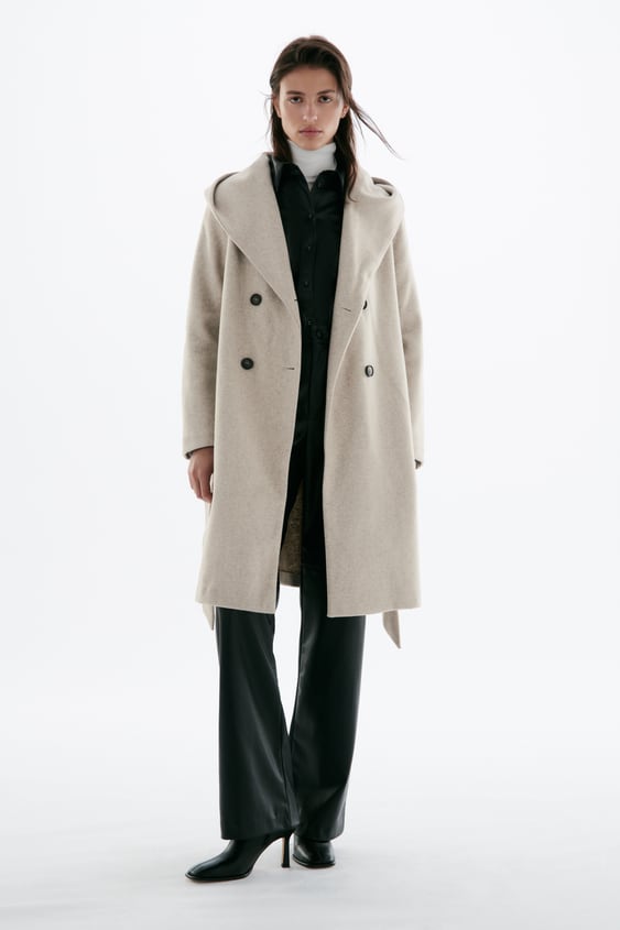 Belted Hooded Coat Beige Zara, Zara Winter Coats 2021