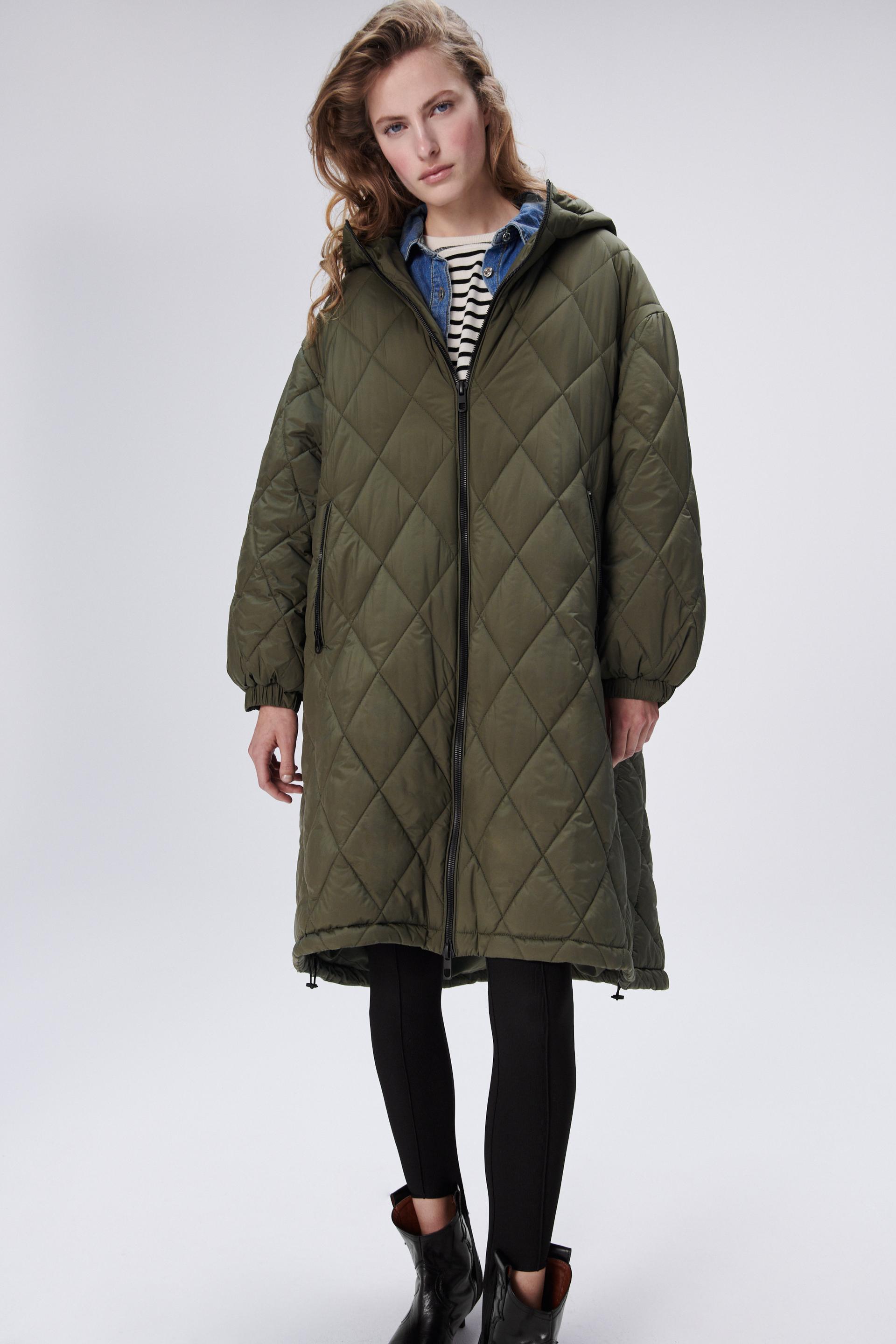 フード付きキルティングコート カーキ Zara Japan 日本