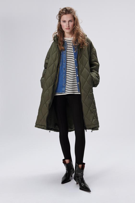 フード付きキルティングコート カーキ Zara Japan 日本