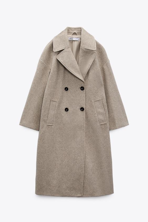 ABRIGO LARGO OVERSIZE - Blanco / Negro | ZARA España