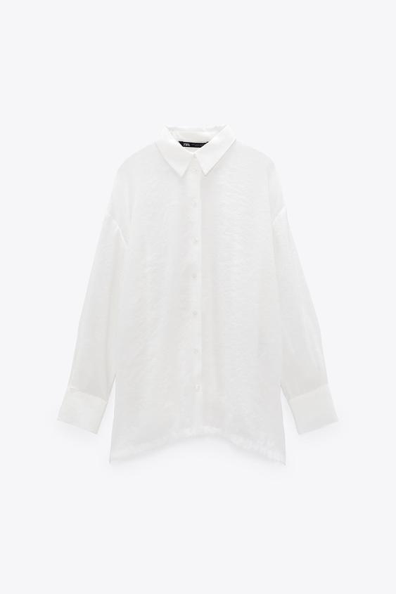 CAMISA FLUIDA SATINADA - Celeste | ZARA España
