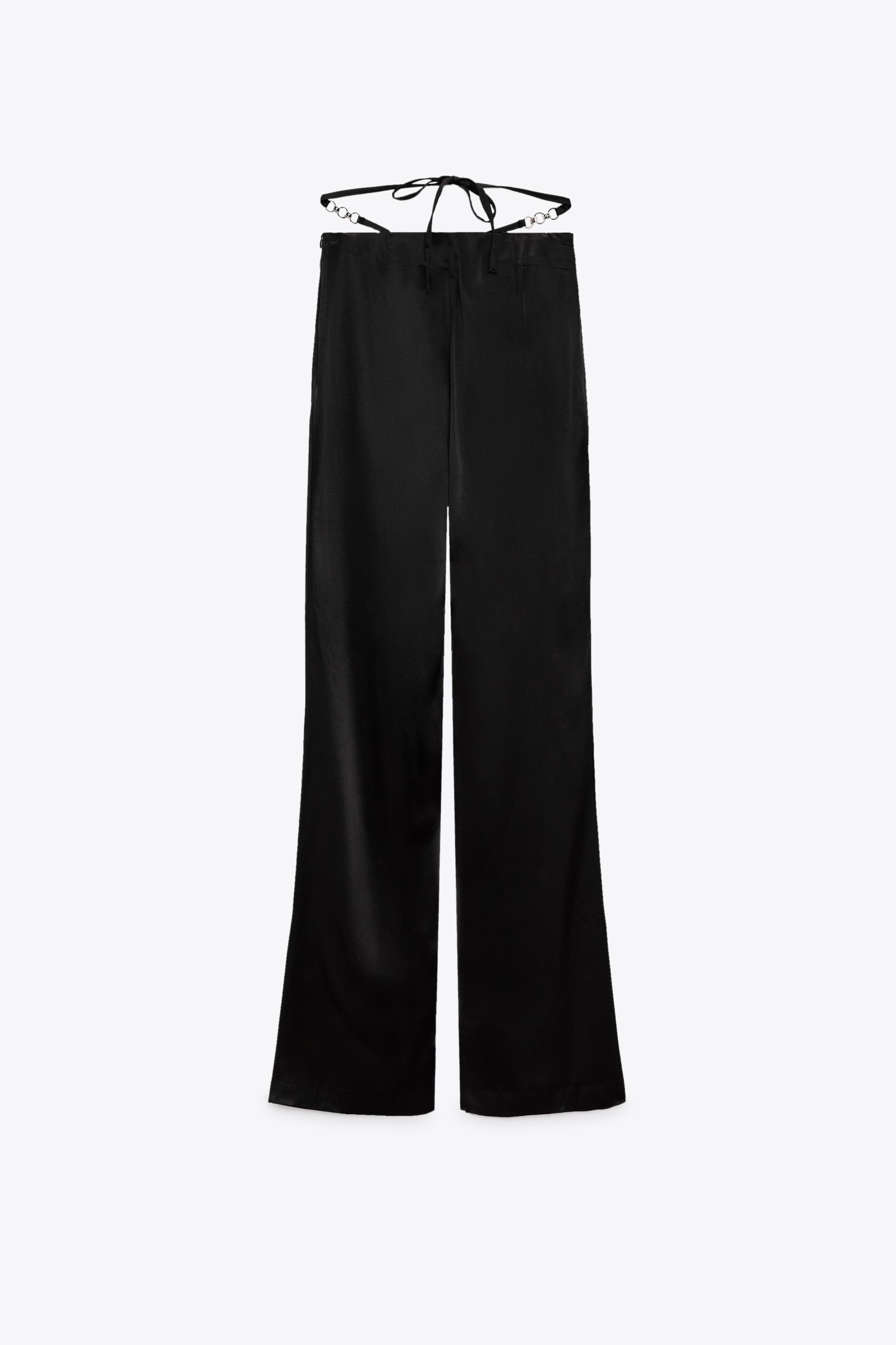 FLARED SATIN-FINISH TROUSERS - Black | ZARA Saudi Arabia FLARED SATIN-FINISH TROUSERS - Black | ZARA Saudi Arabia