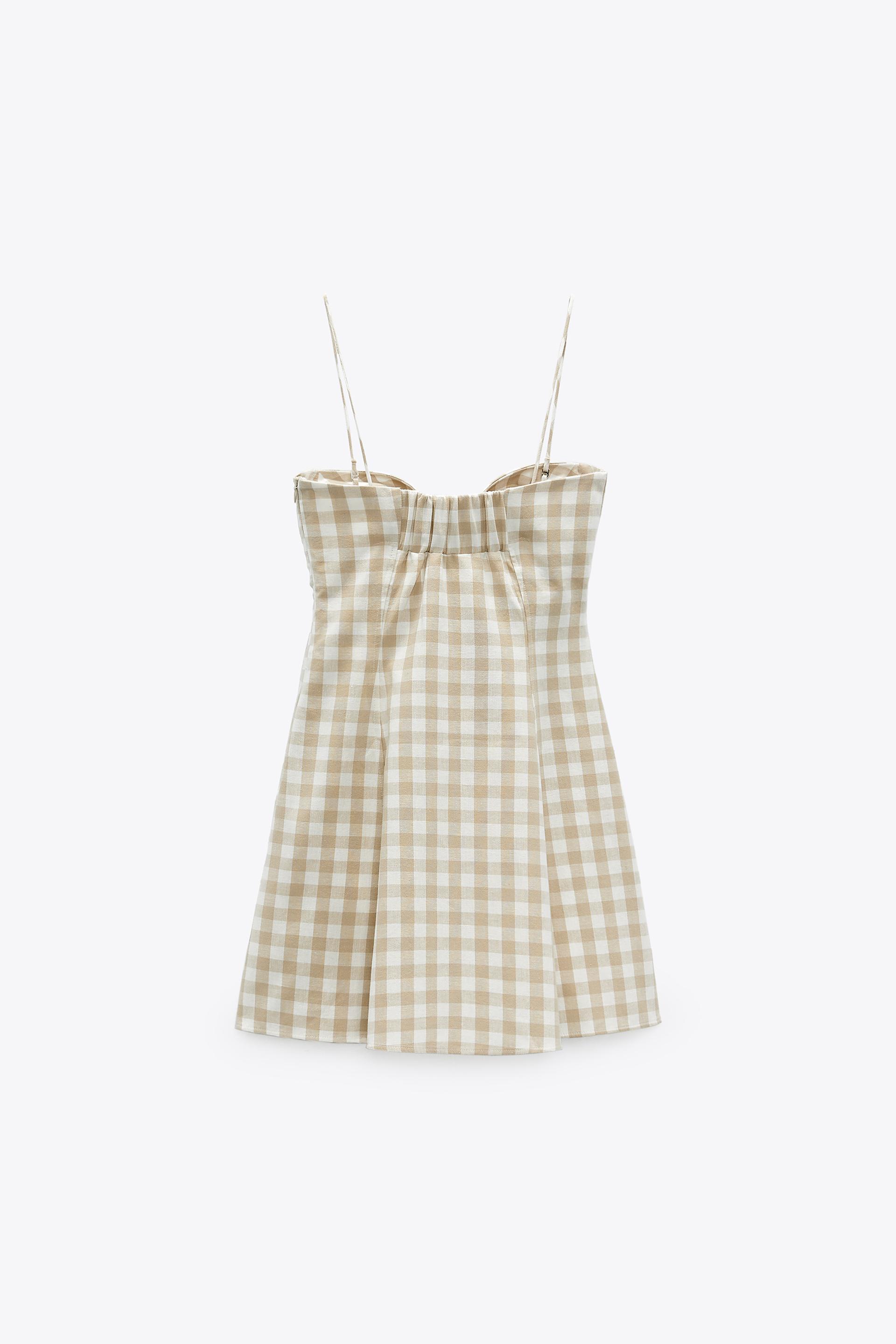 ギンガムチェック柄ワンピース エクリュ ベージュ Zara Japan 日本 ギンガムチェック柄ワンピース エクリュ ベージュ Zara Japan 日本