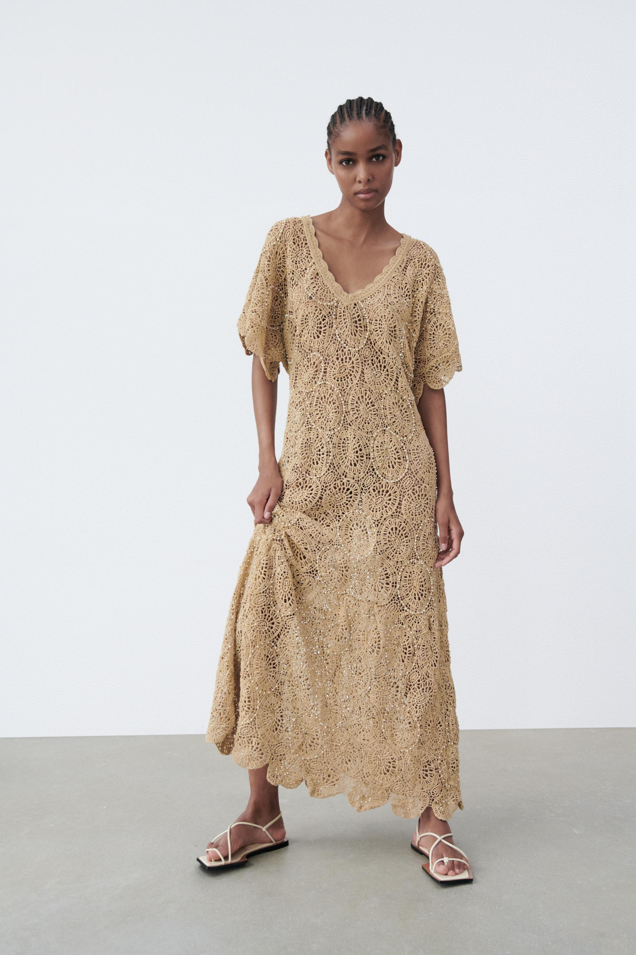 Zara KNIT DRESS WITH BEADING, £89.99