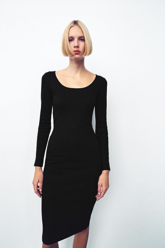 リブ編みワンピース ブラック Zara Japan 日本 リブ編みワンピース ブラック Zara Japan 日本