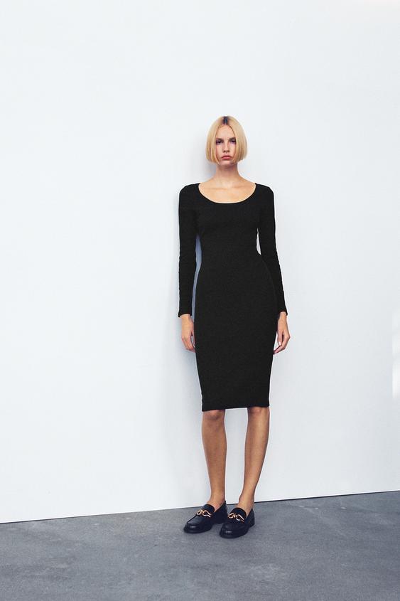 リブ編みワンピース ブラック Zara Japan 日本 リブ編みワンピース ブラック Zara Japan 日本