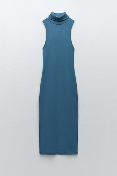 zara blue and white dress