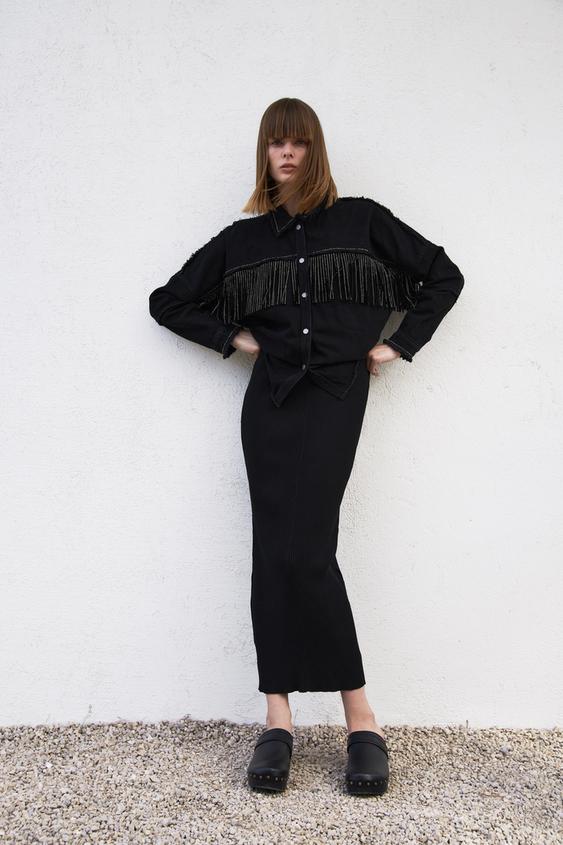 Zara sequin fringe jacket clearance