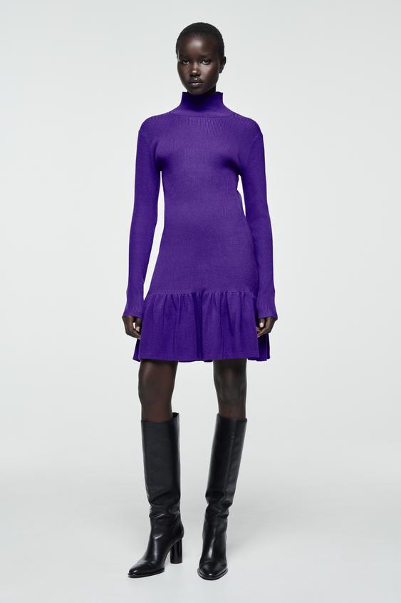 ハイネックニットワンピース レッドパープル Zara Japan 日本 ハイネックニットワンピース レッドパープル Zara Japan 日本