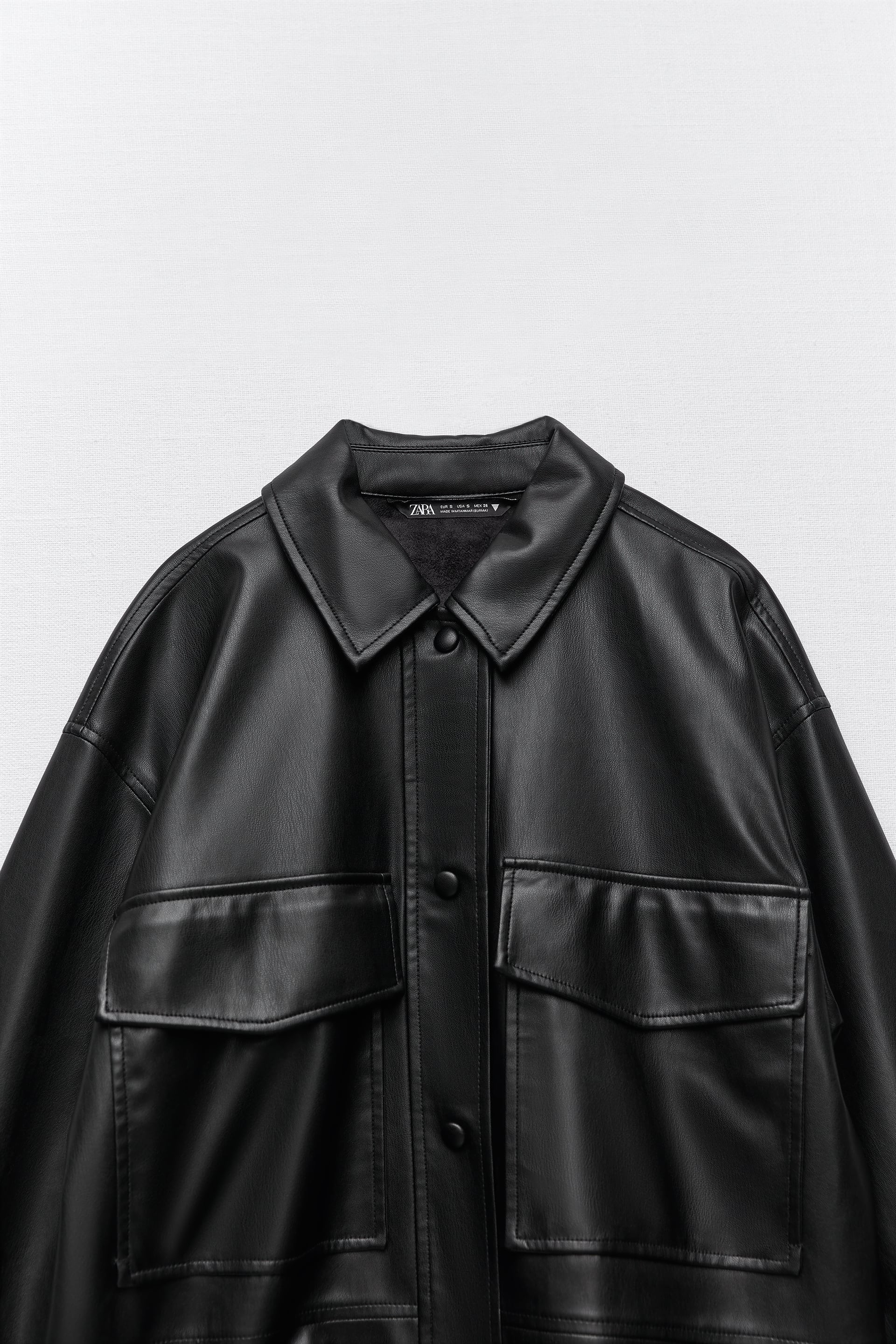 フェイクレザー シャツジャケット - ブラック | ZARA Japan / 日本