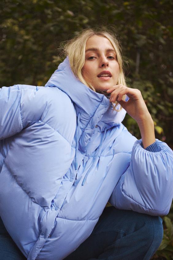 zara navy blue puffer jacket