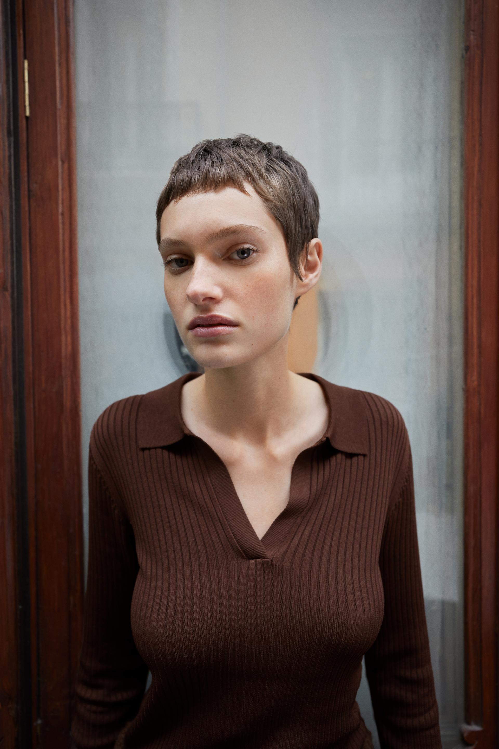 ribbed knit polo shirt zara