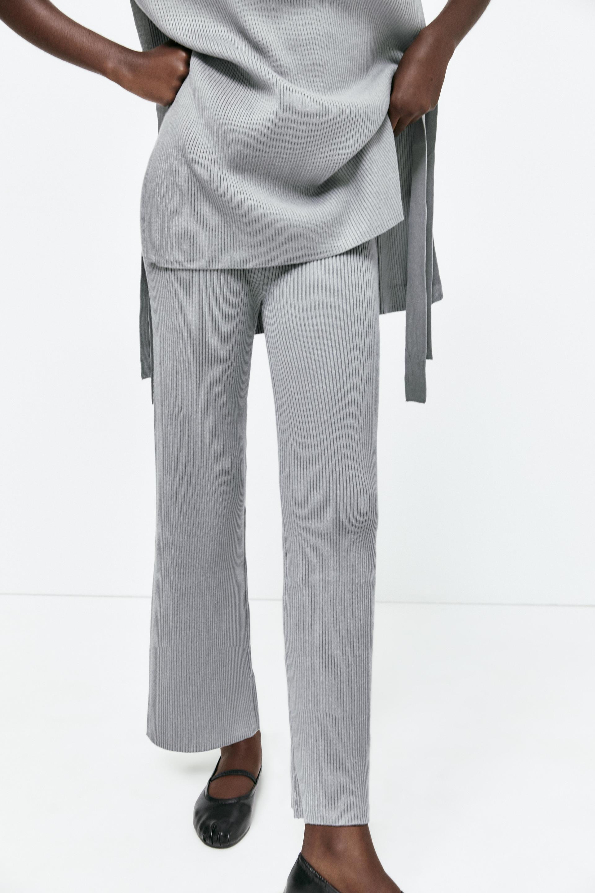STRAIGHT FIT KNIT TROUSERS - Greenish 